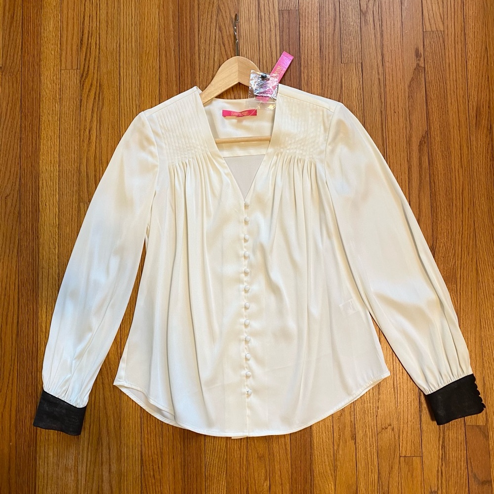 Elegant Catherine Malandrino Silk Blouse Ivory White - New With Tags